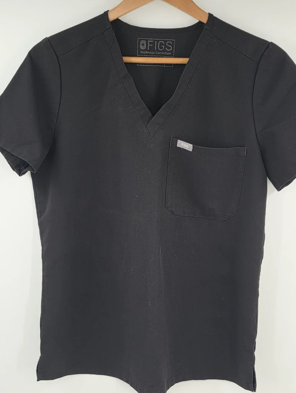 Figs Black One Pocket Scrub Top Vneck Women's Small S